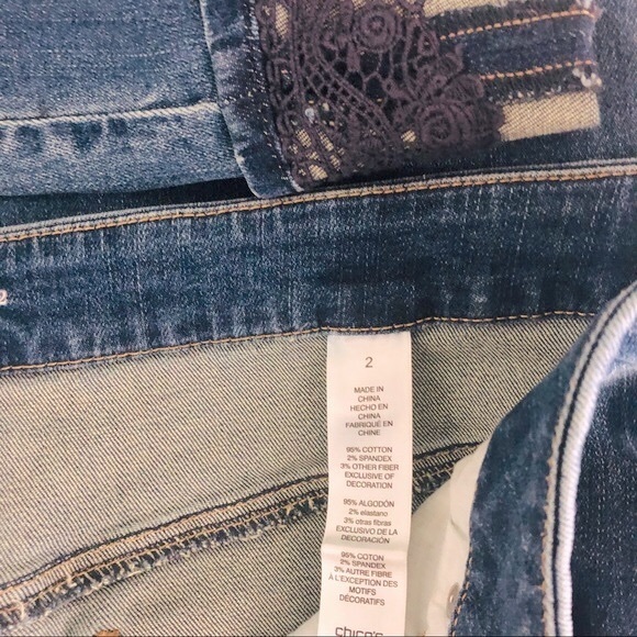 Chico’s Platinum Ankle laced cuffed blue Capri boot women Jeans - Picture 7 of 8